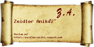 Zeidler Anikó névjegykártya